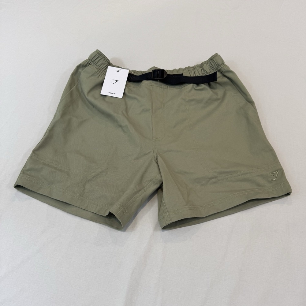 Gymshark Men's S Green Rest Day Shorts Woven Pocket Belted Unlined New